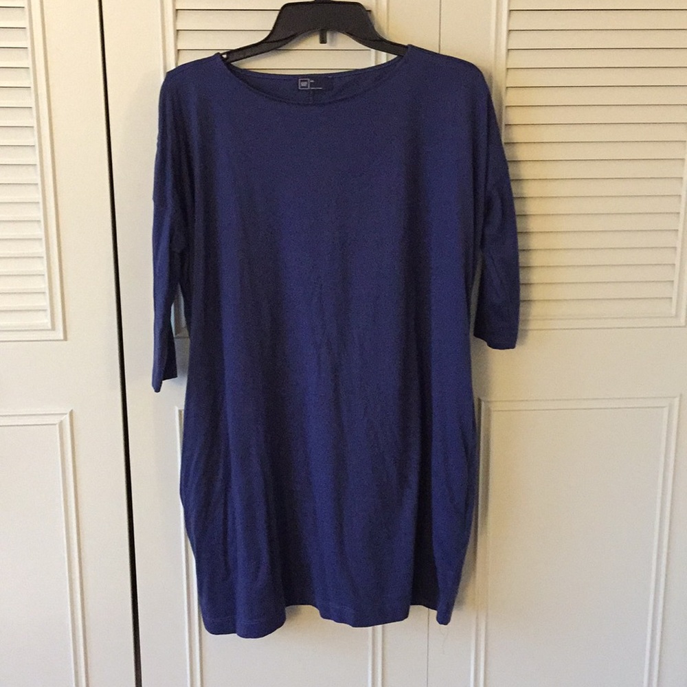 Gap 3/4 length sleeved blue t-shirt dress